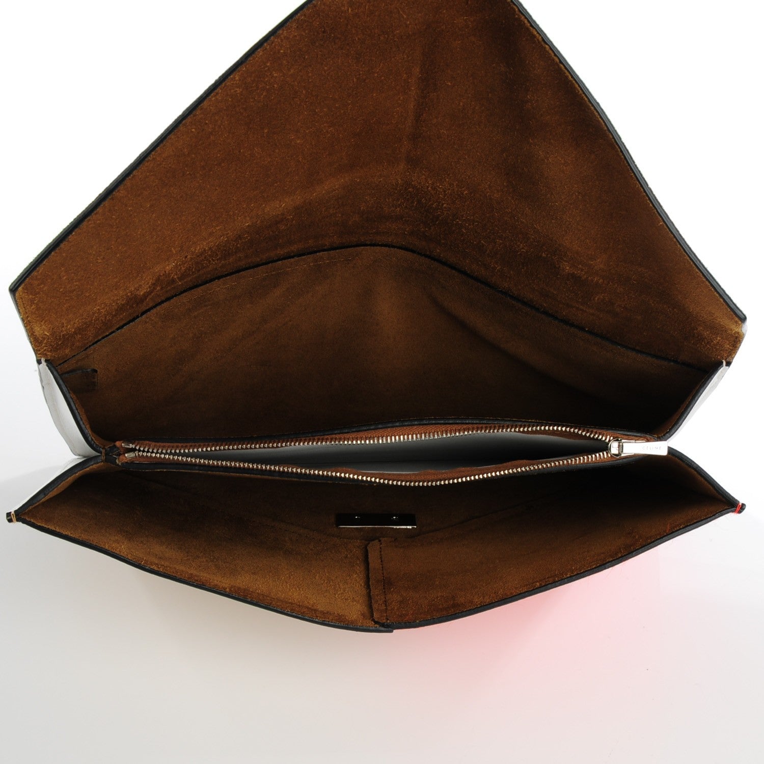 Celine Pony Hair Calfskin Suede Tri-Color Diamond Clutch Red Silver 5 of 7