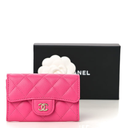 Chanel Caviar Quilted Flap Card Holder Wallet Dark Pink 12 of 12