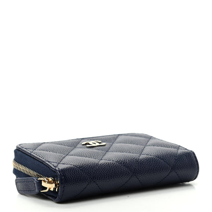 Chanel Caviar Quilted Zip Card Holder Navy 4 of 8