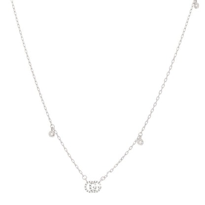 Gucci 18K White Gold Diamond Running GG Pendant Necklace 1 of 5