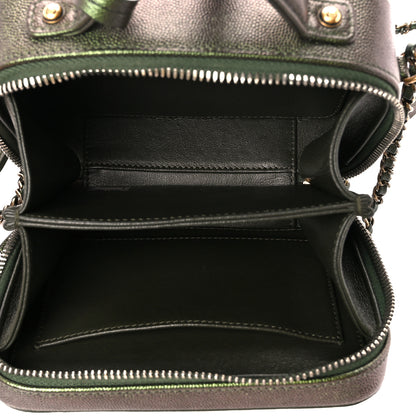 Chanel Iridescent Caviar Quilted Small CC Filigree Vanity Case Green 6 of 11