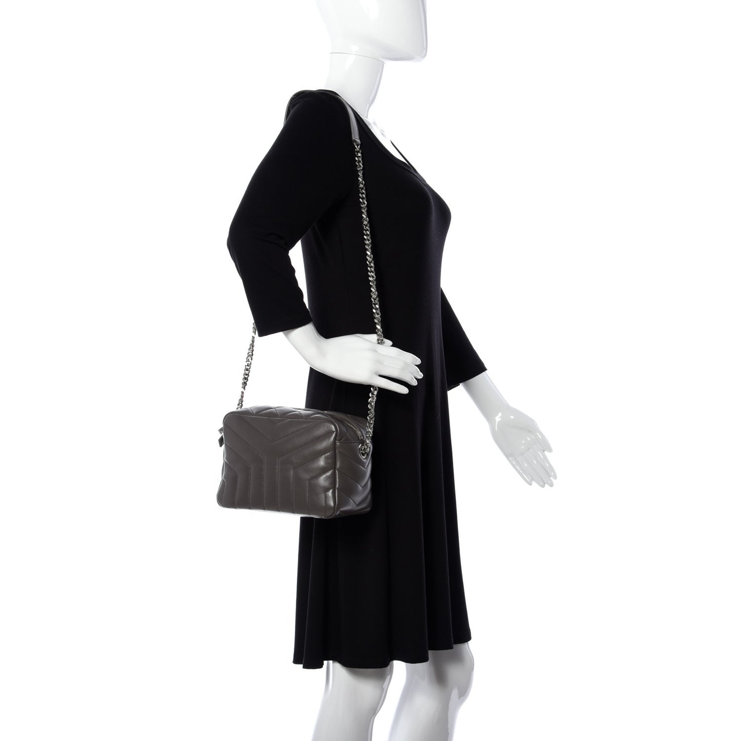 Calfskin Y Quilted Monogram Small Loulou Bowling Bag Earth