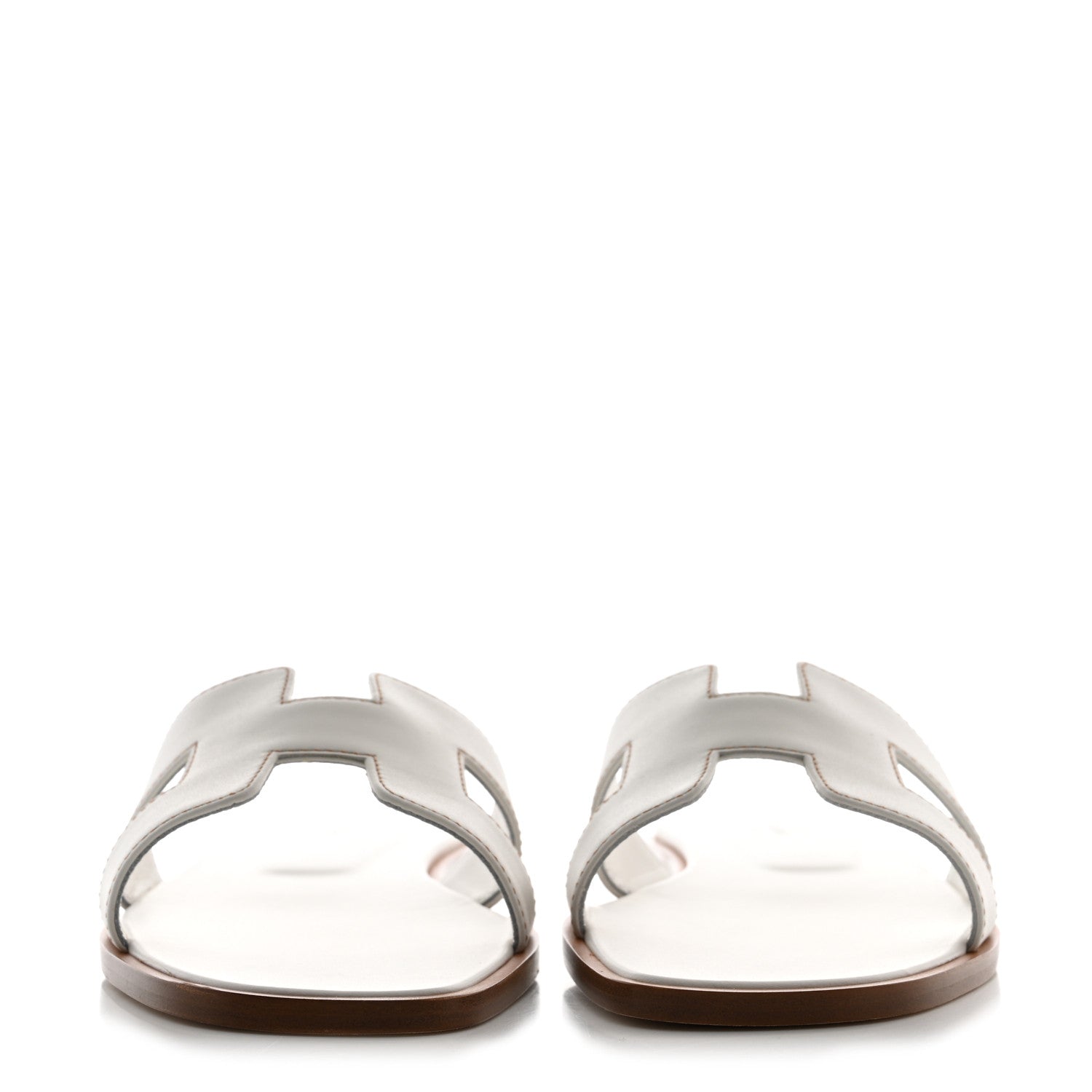 Hermes Box Calfskin Oran Sandals 38 White 2 of 8