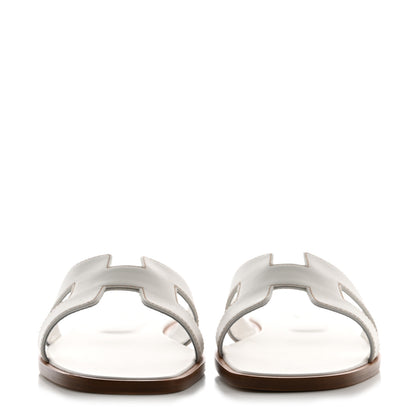 Hermes Box Calfskin Oran Sandals 38 White 2 of 8