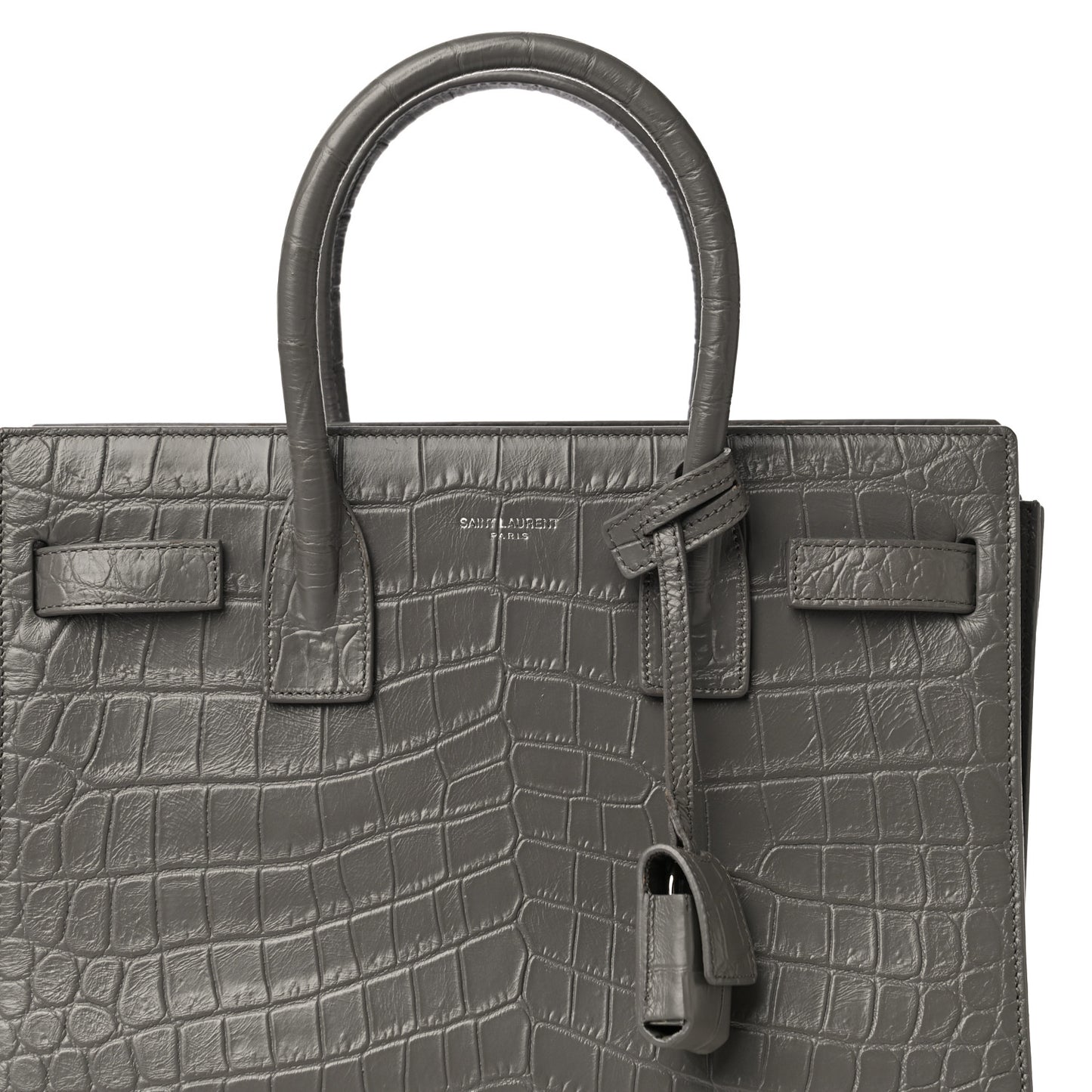 Calfskin Crocodile Embossed Baby Sac De Jour Fog