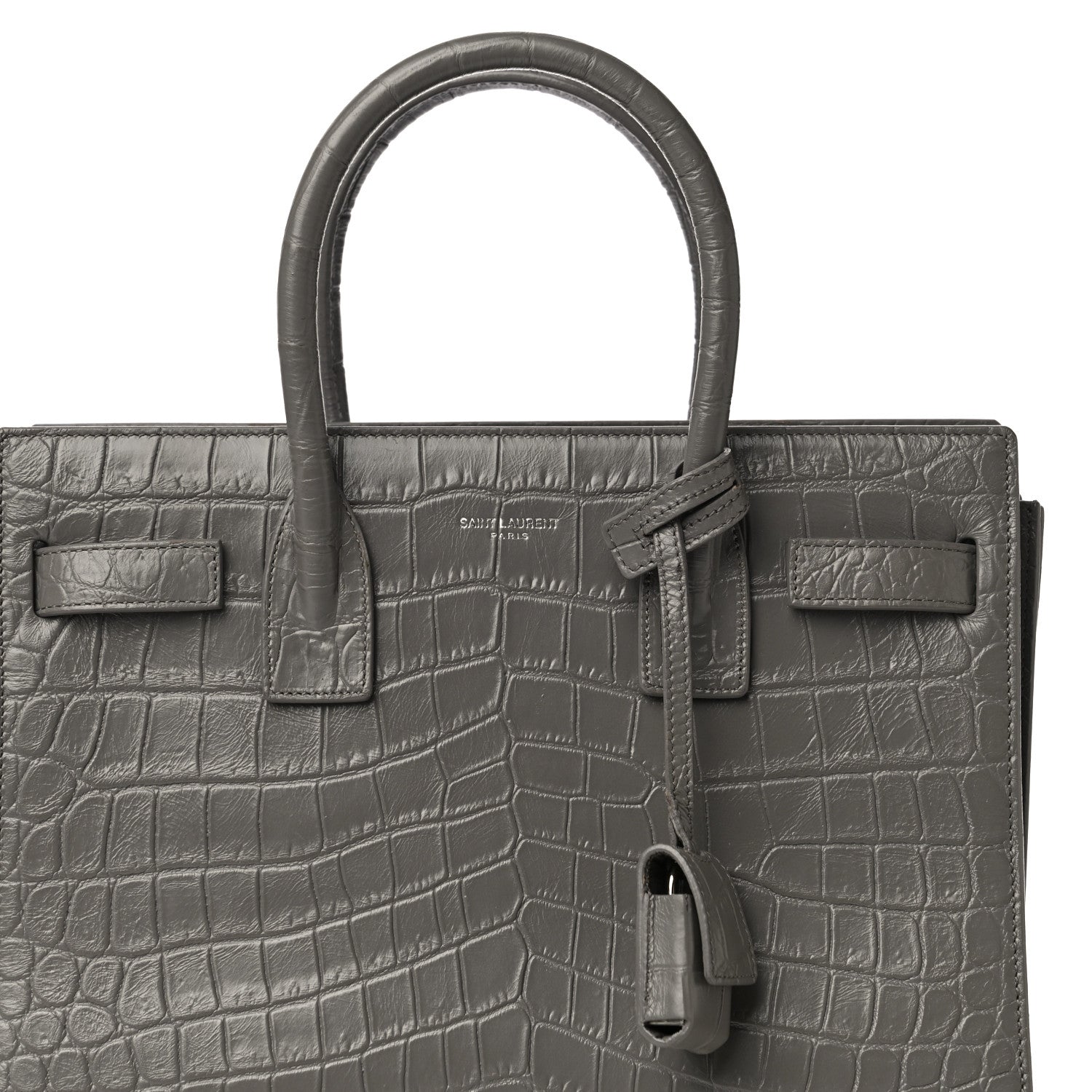 Saint Laurent Calfskin Crocodile Embossed Baby Sac De Jour Fog 7 of 10