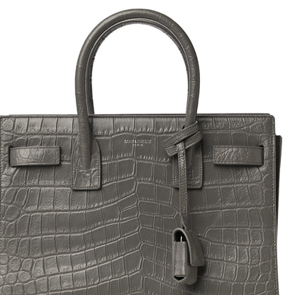 Saint Laurent Calfskin Crocodile Embossed Baby Sac De Jour Fog 7 of 10