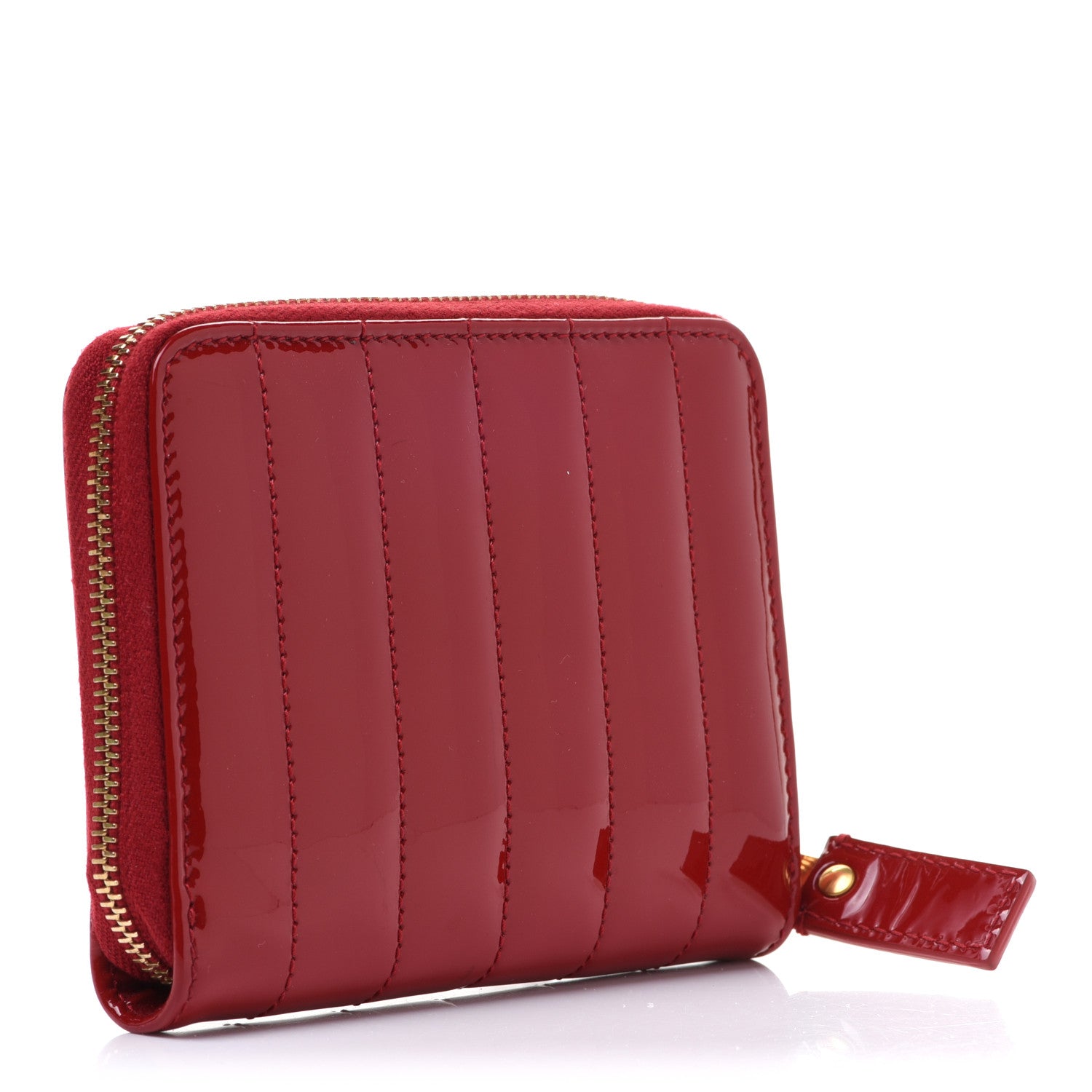Saint Laurent Patent Matelasse Monogram Vicky Zip Around Card Holder Rouge Eros 3 of 12