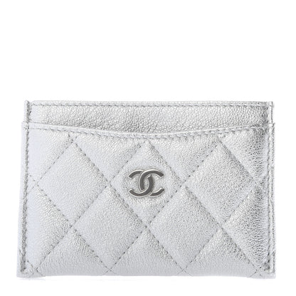 Chanel Metallic Lambskin Quilted Card Holder Silver 1 of 11