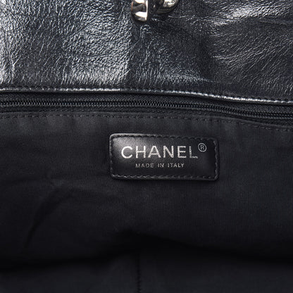 Chanel Metallic Crackled Calfskin Quilted Large Big Bang Hobo Black 6 of 10