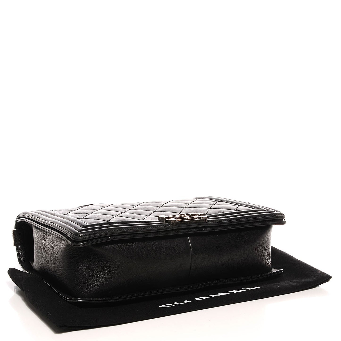 Calfskin Quilted Large Boy Flap Black