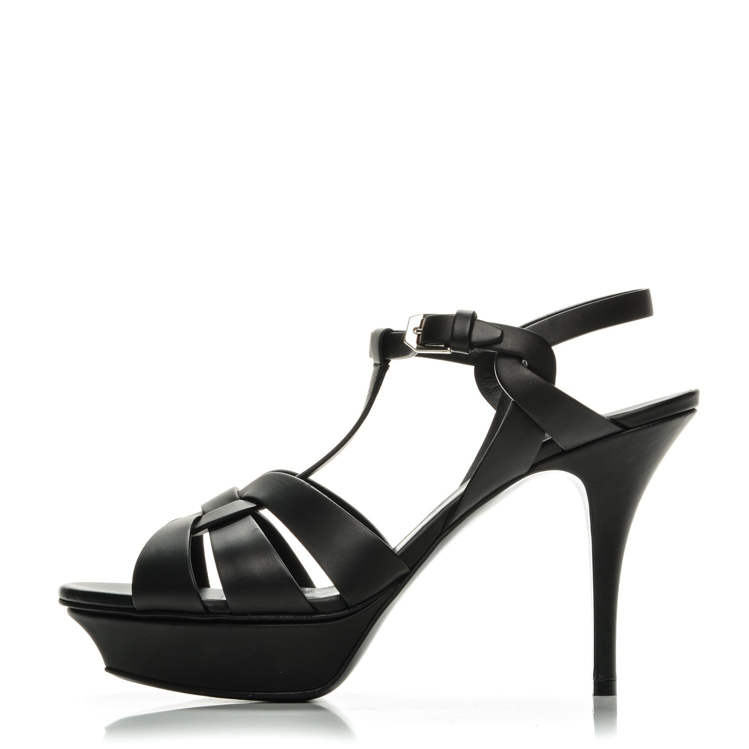 Saint Laurent Calfskin Tribute 75 Platform Sandals 40 Black 1 of 7
