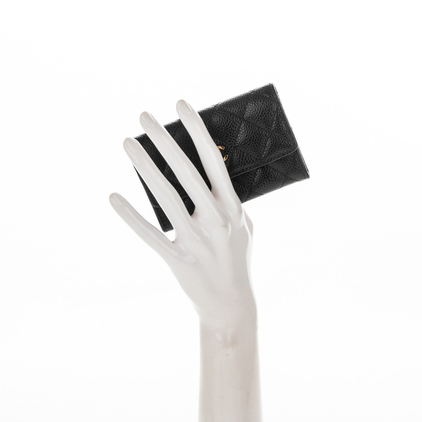 Caviar Quilted Flap Card Holder Black