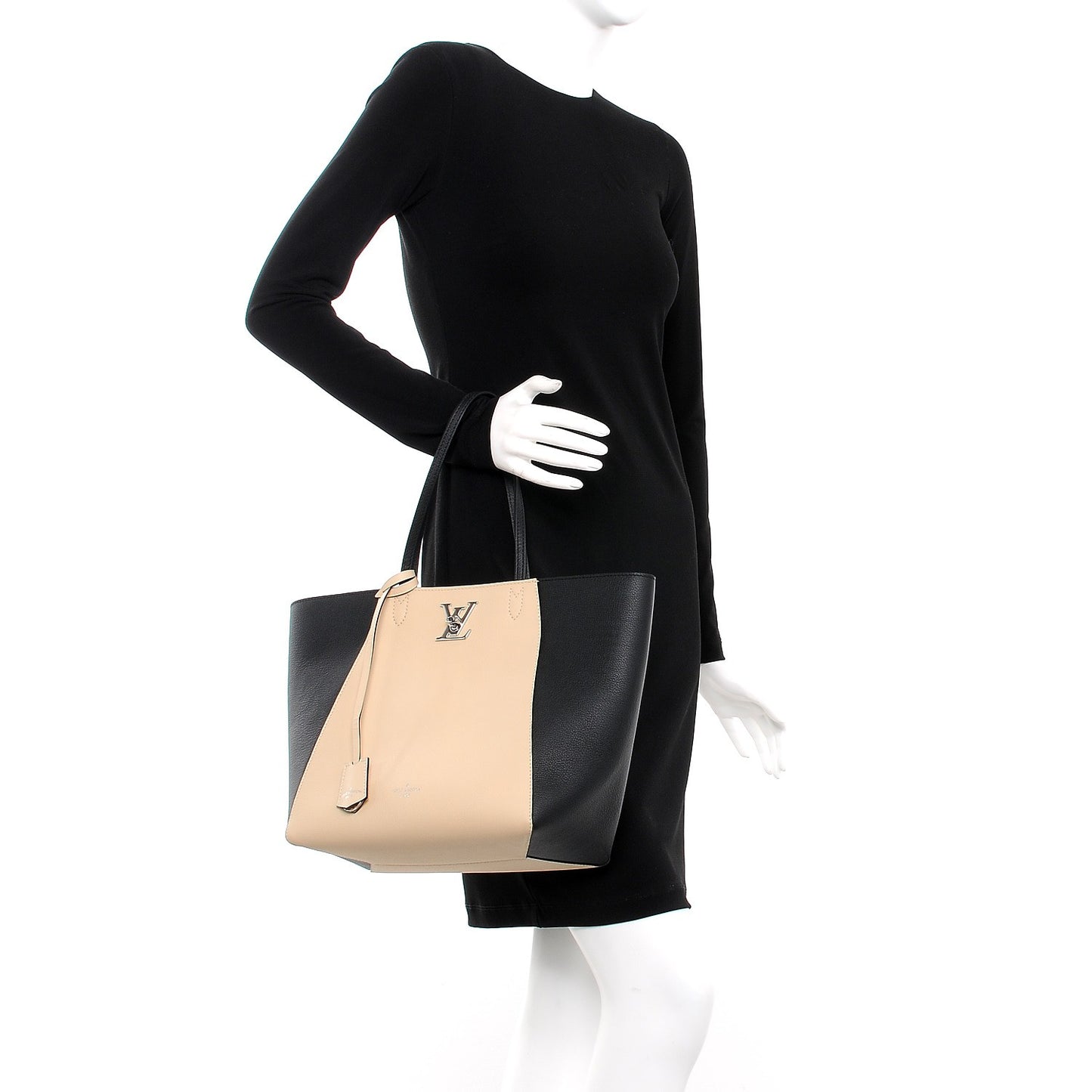 Calfskin Lockme Cabas Vanille Black