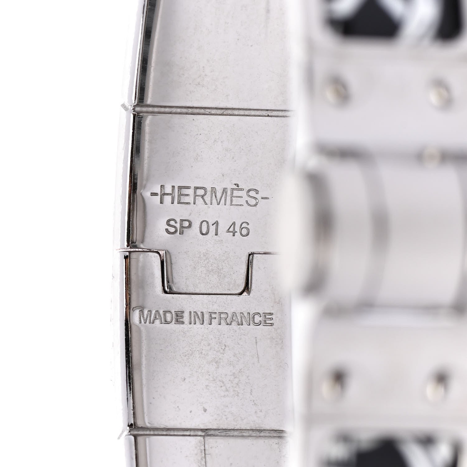 Hermes Enamel Printed Narrow Balades Equestres Positif Negatif Hinged Bracelet S Black 4 of 5