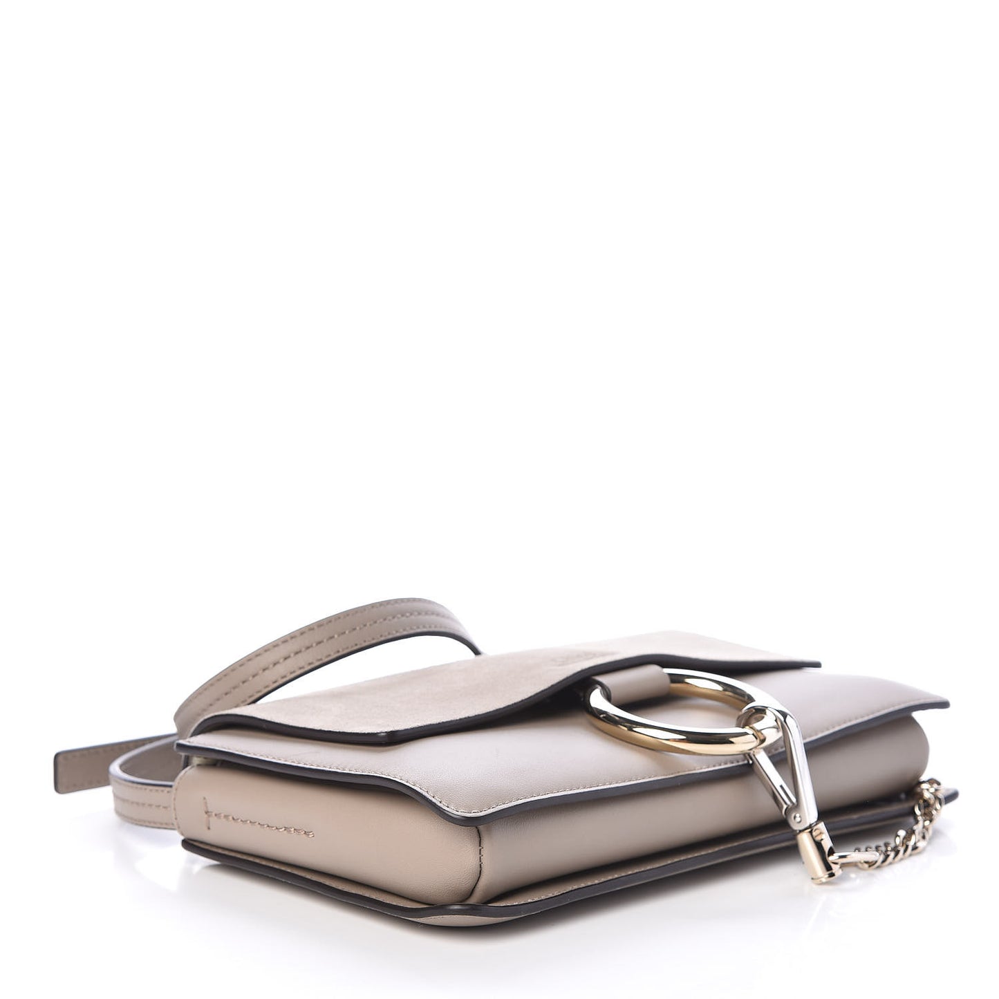 Suede Calfskin Small Faye Shoulder Bag Motty Grey