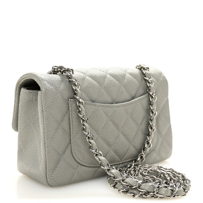 Chanel Caviar Quilted Mini Rectangular Flap Light Grey 3 of 13