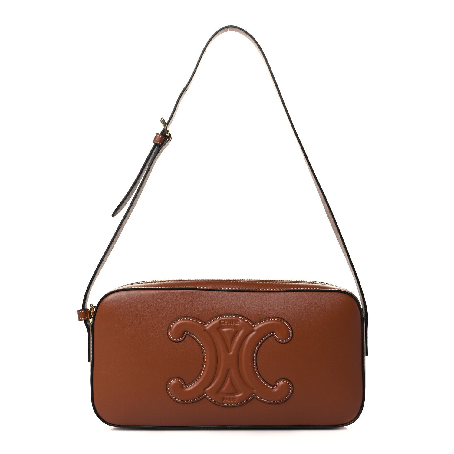 Celine Smooth Calfskin Cuir Triomphe Camera Shoulder Bag Tan 1 of 9