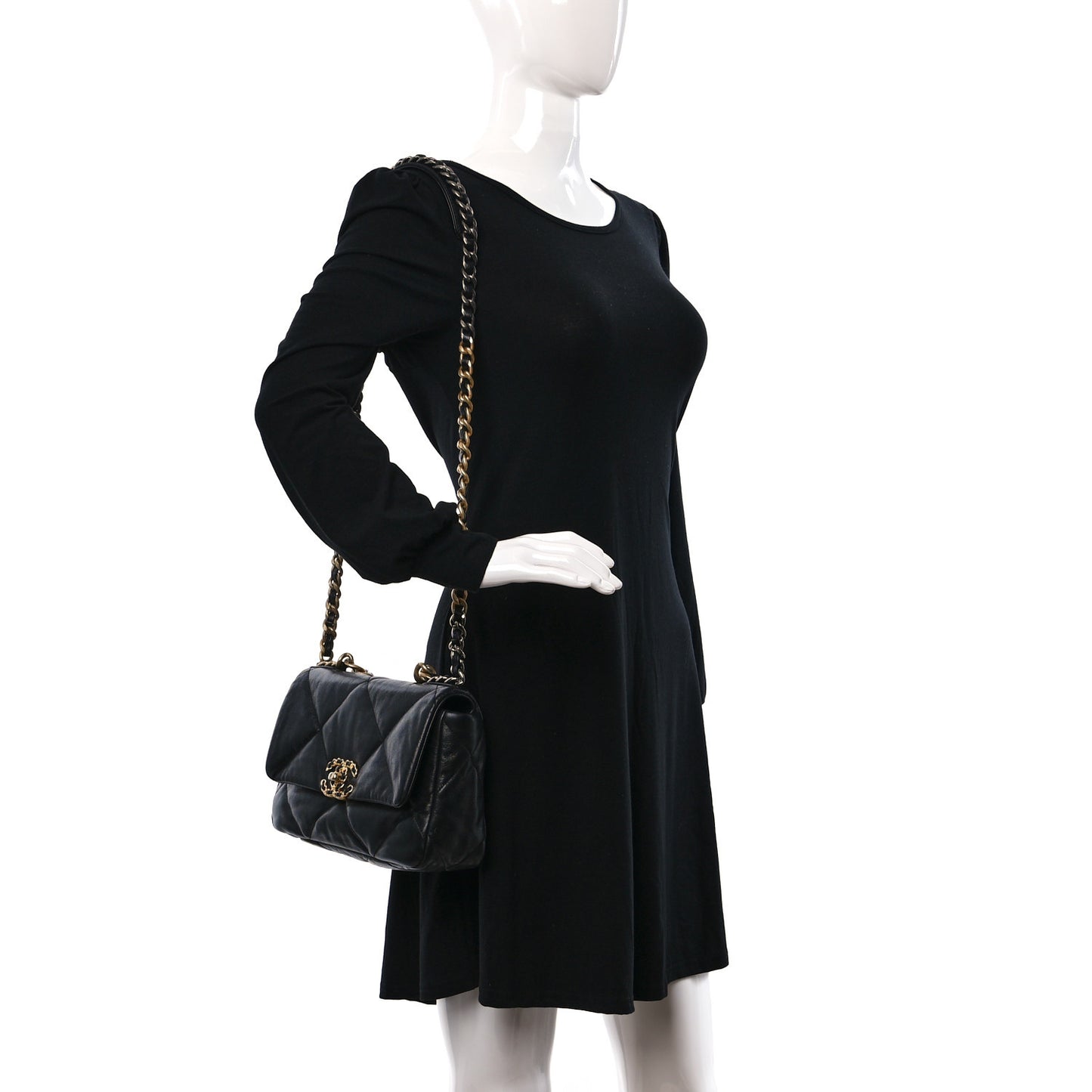 Goatskin Quilted Medium Chanel 19 Flap Black