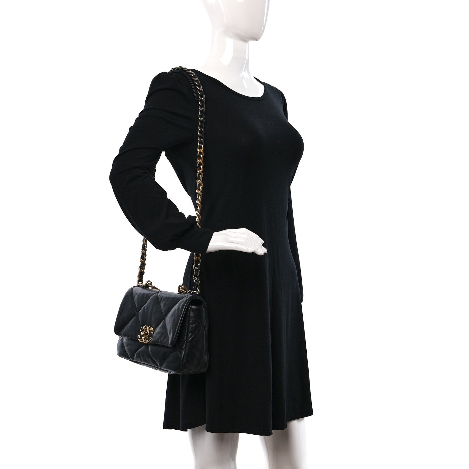 Chanel Goatskin Quilted Medium Chanel 19 Flap Black 2 of 11