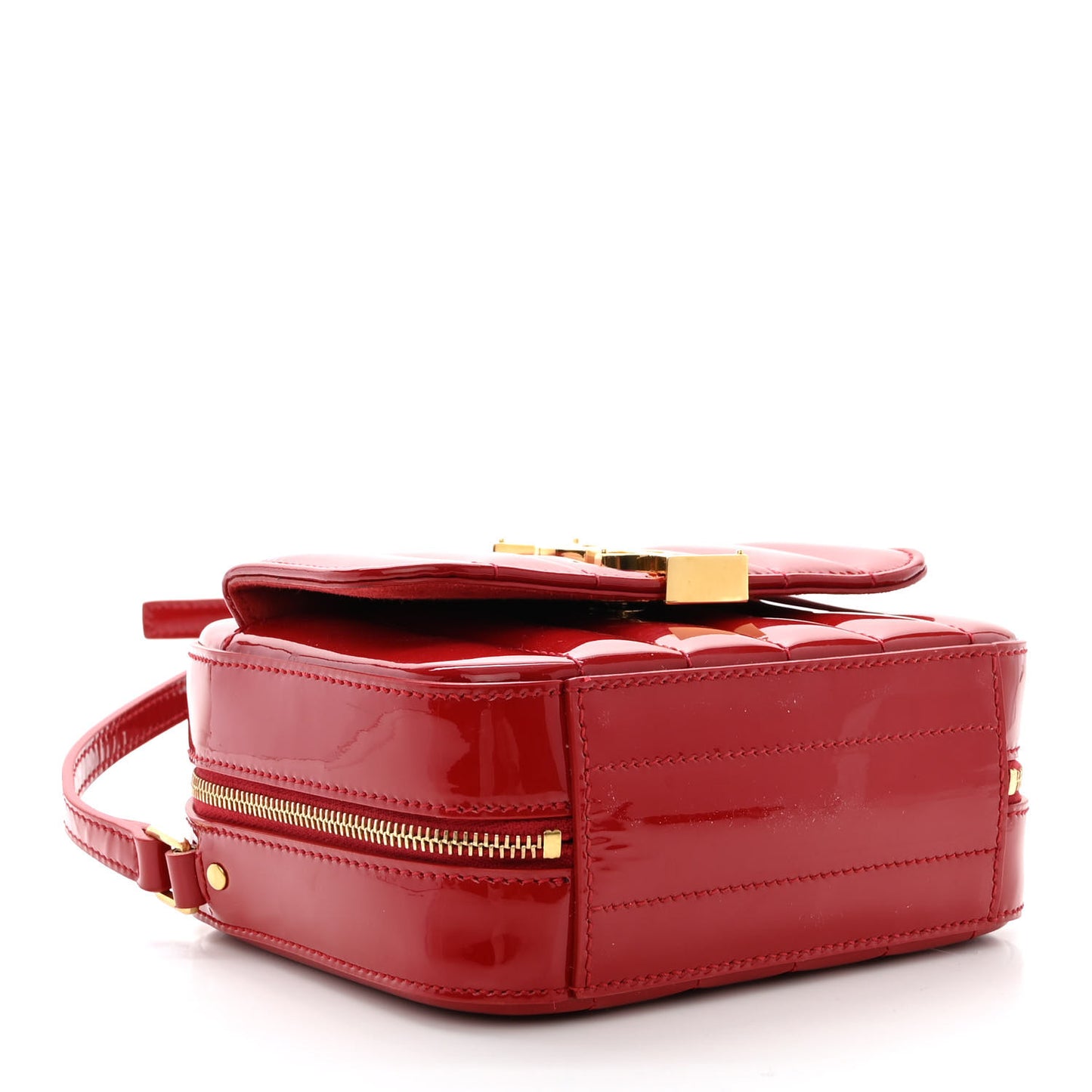 Patent Matelasse Monogram Toy Vicky Camera Bag Red