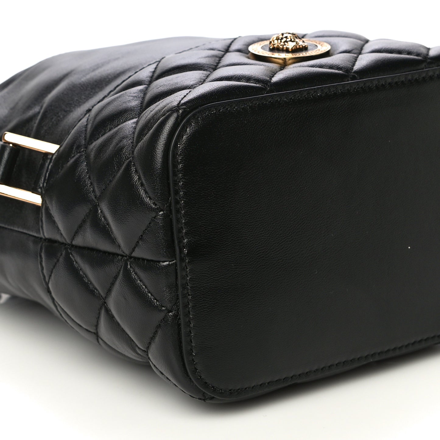 Nappa Quilted Medusa Bucket Bag Black