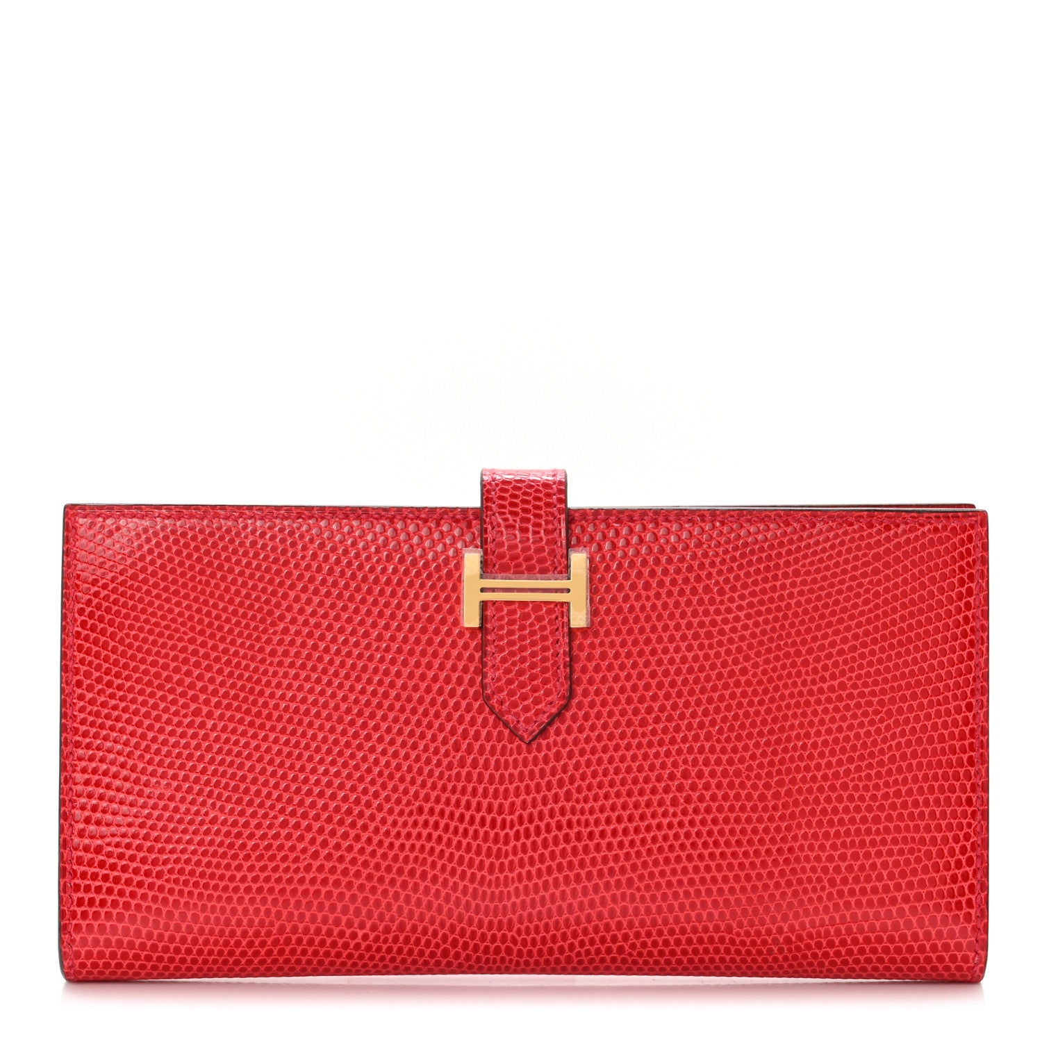 Hermes Lizard Bearn Gusset Wallet Rose Extreme 1 of 7