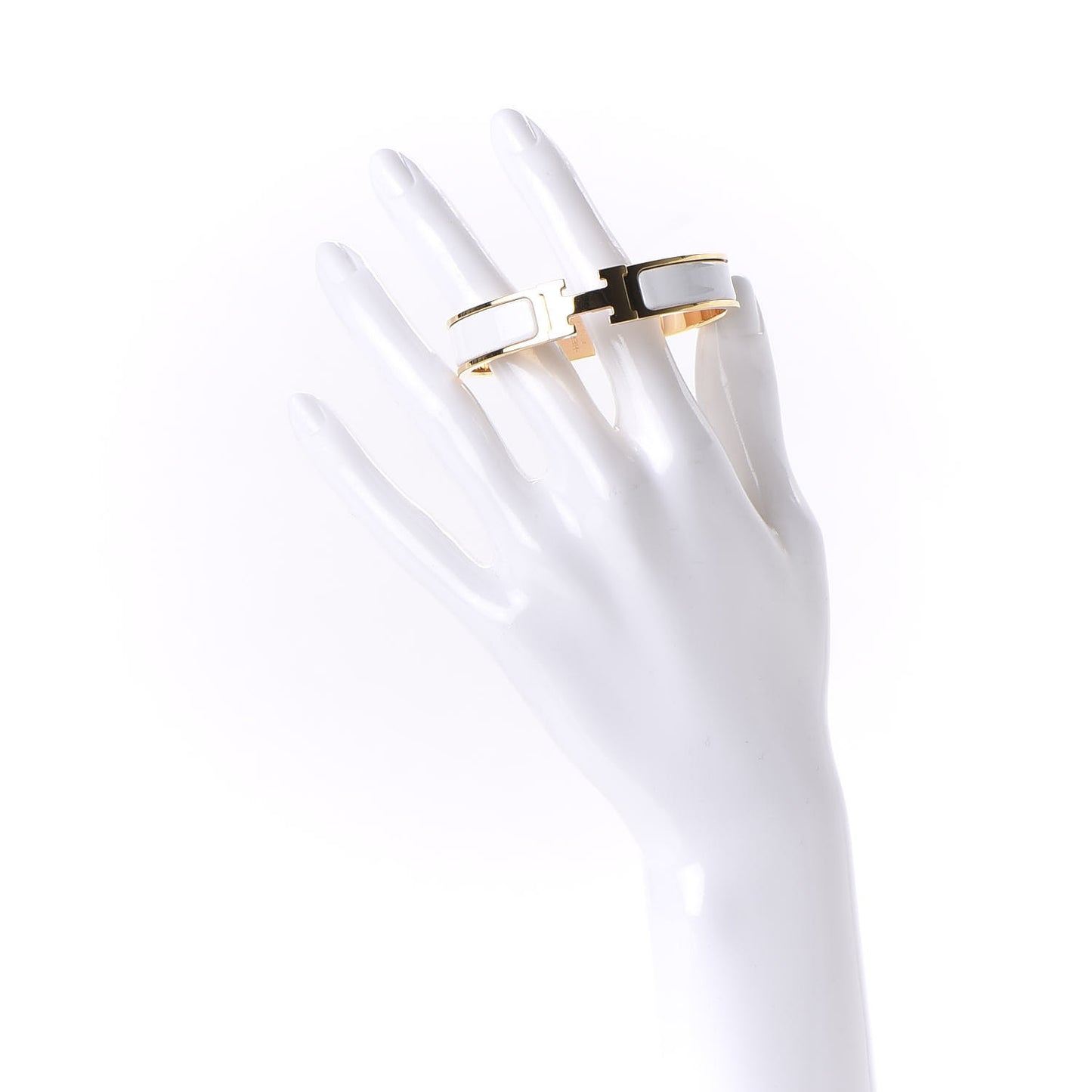 Enamel Narrow Clic Clac H Bracelet PM White