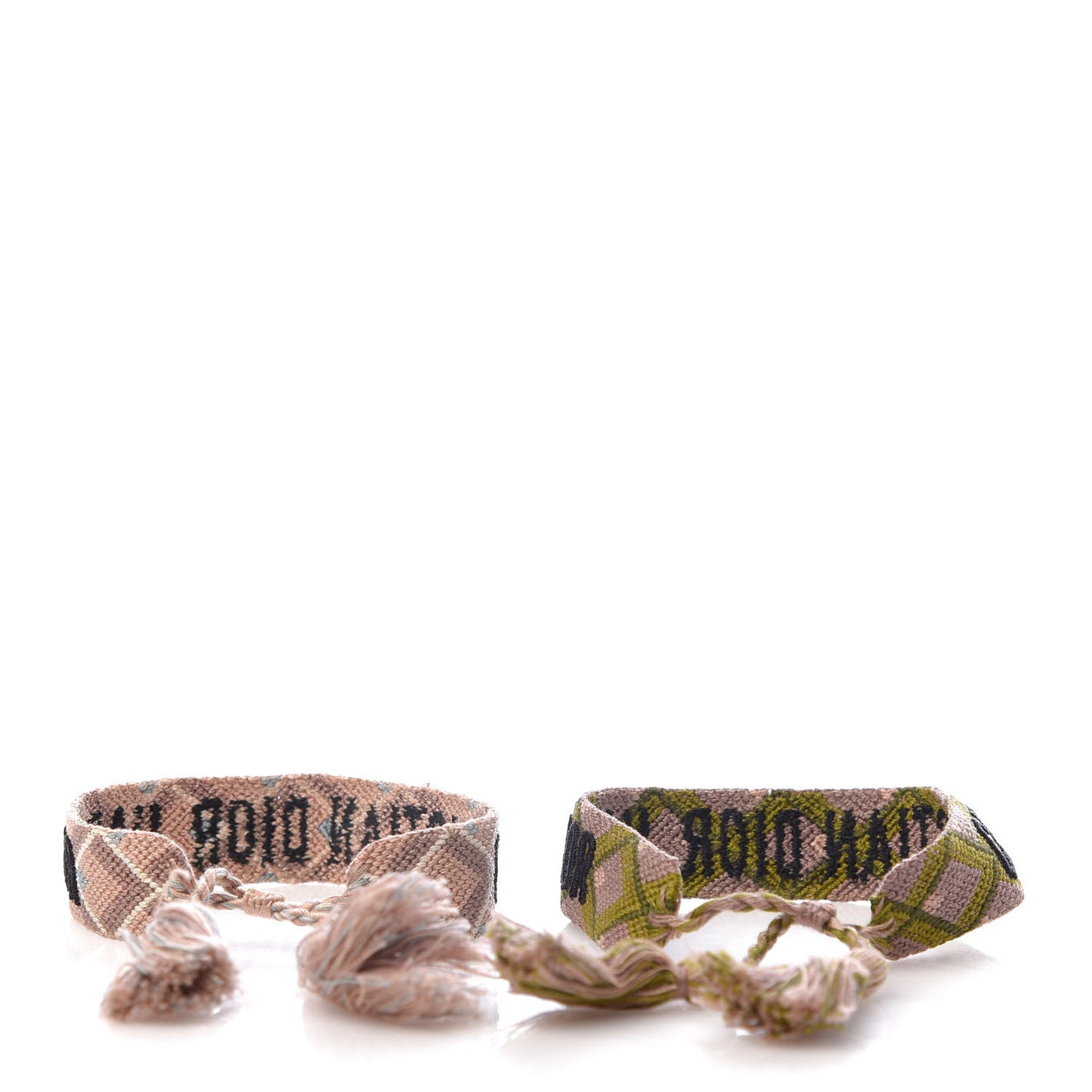 Woven Cotton J'Adior Friendship Bracelet Set Green Pink