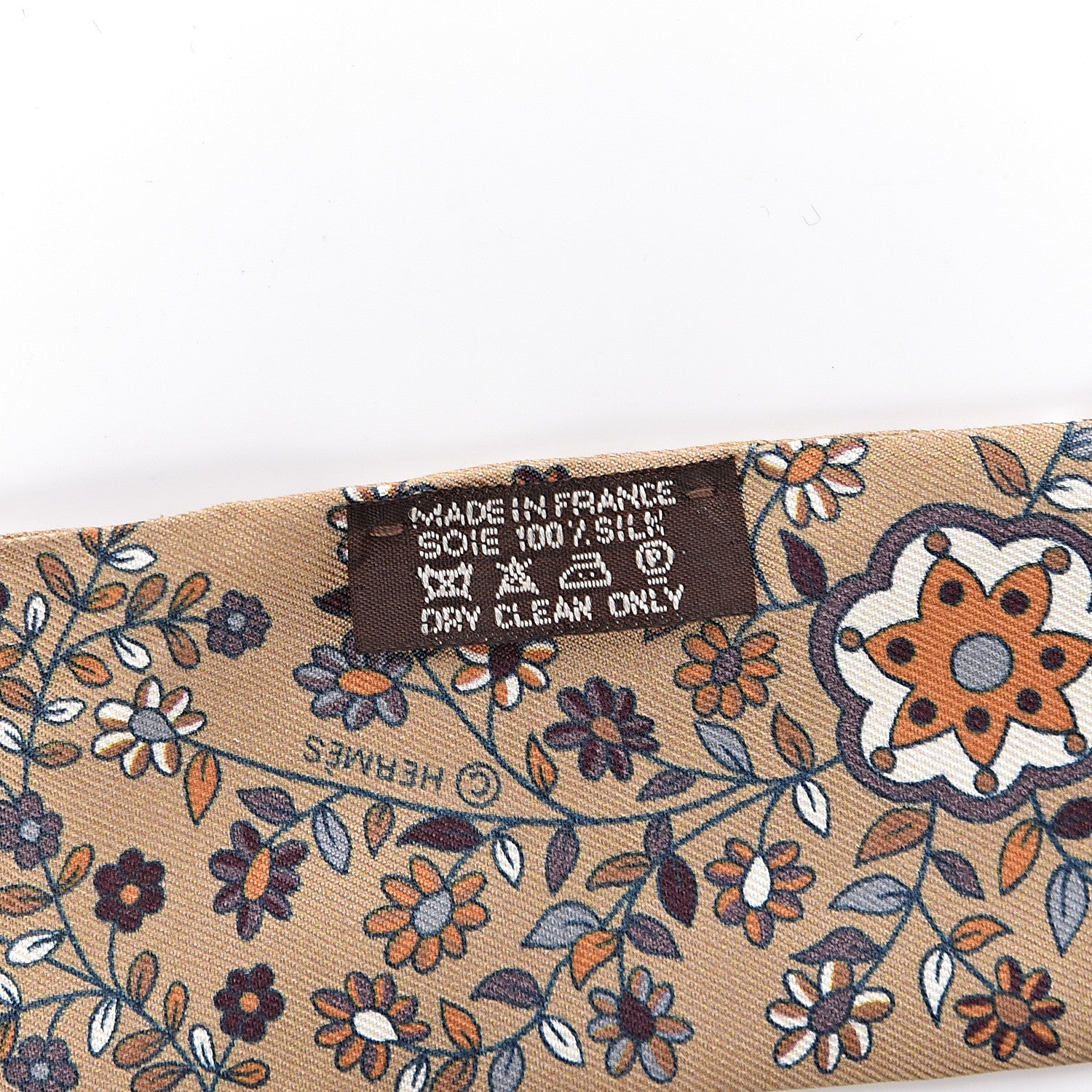 Hermes Silk L'Arbre De Vie Twilly Camel Gris Bleuete Caramel 3 of 5