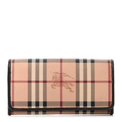 Burberry Haymarket Check Penrose Continental Wallet Chocolate 1 of 4