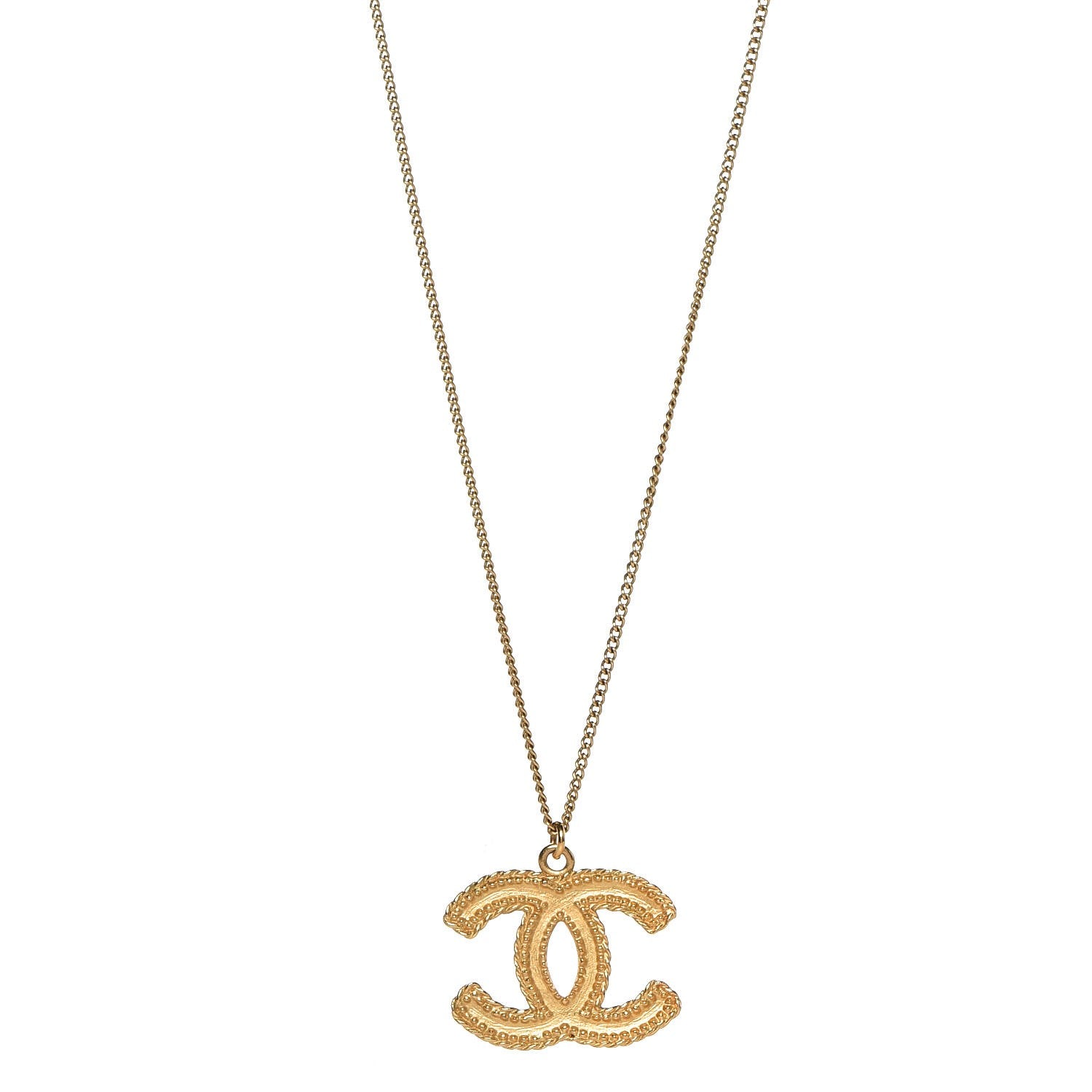 Chanel Metal CC Necklace Matte Gold 3 of 4