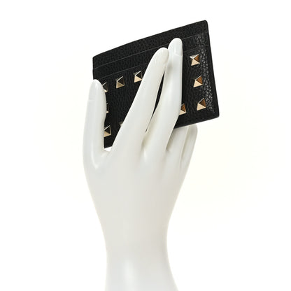 Valentino Garavani Pebbled Calfskin Rockstud Card Holder Black 2 of 7