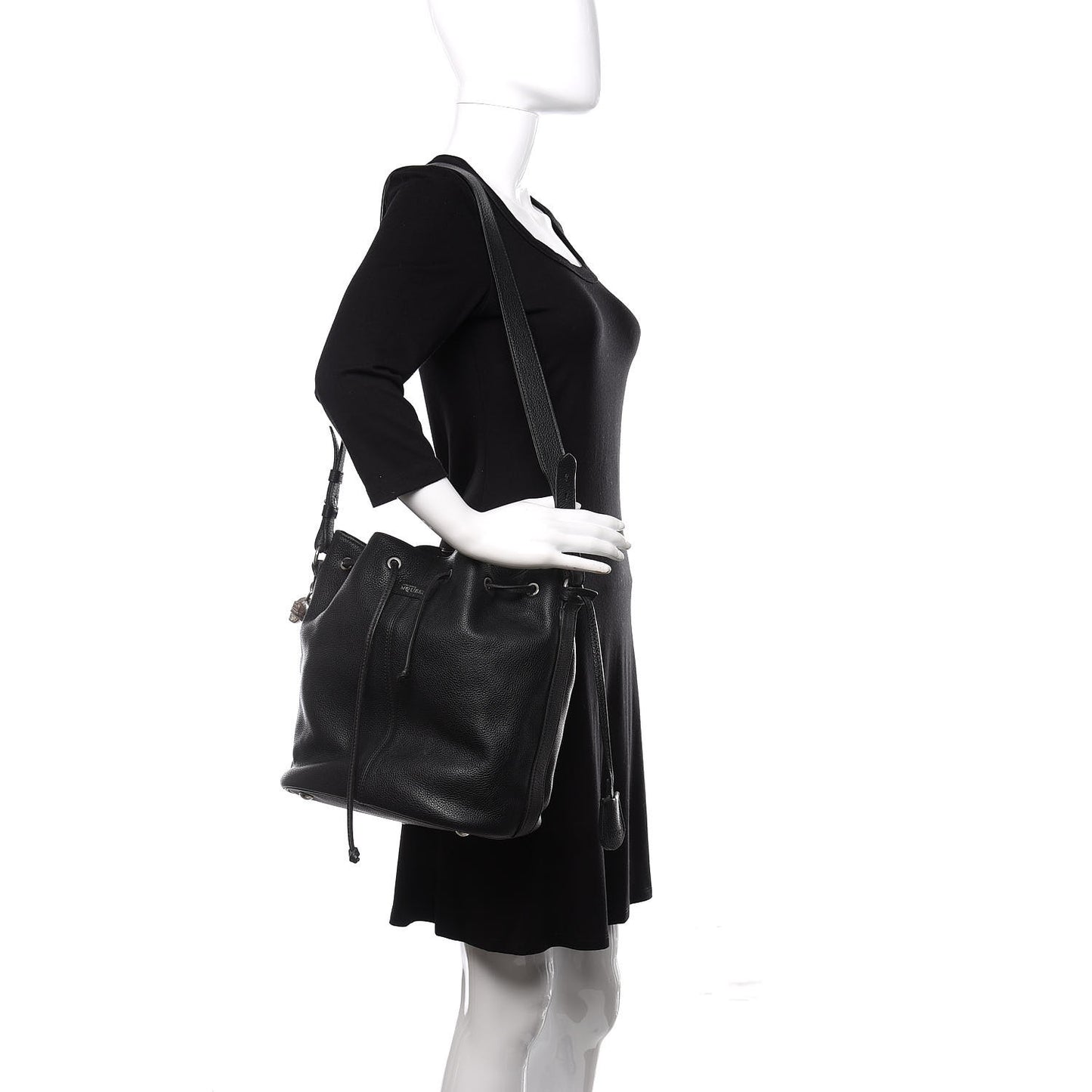 Calfskin Padlock Skull Bucket Bag Black