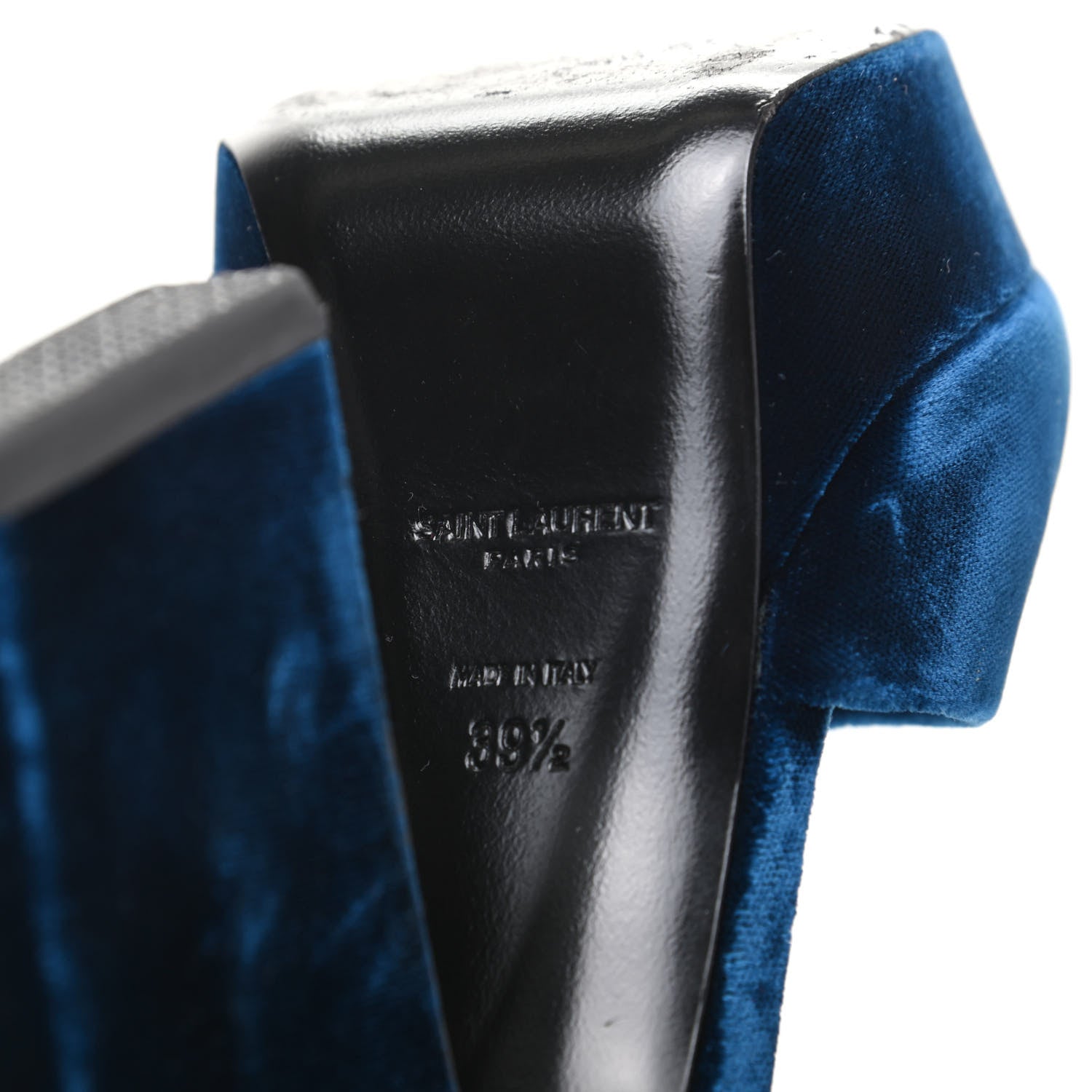 Saint Laurent Velvet Debbie Platform Sandal 39.5 Blue 7 of 9