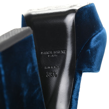 Saint Laurent Velvet Debbie Platform Sandal 39.5 Blue 7 of 9
