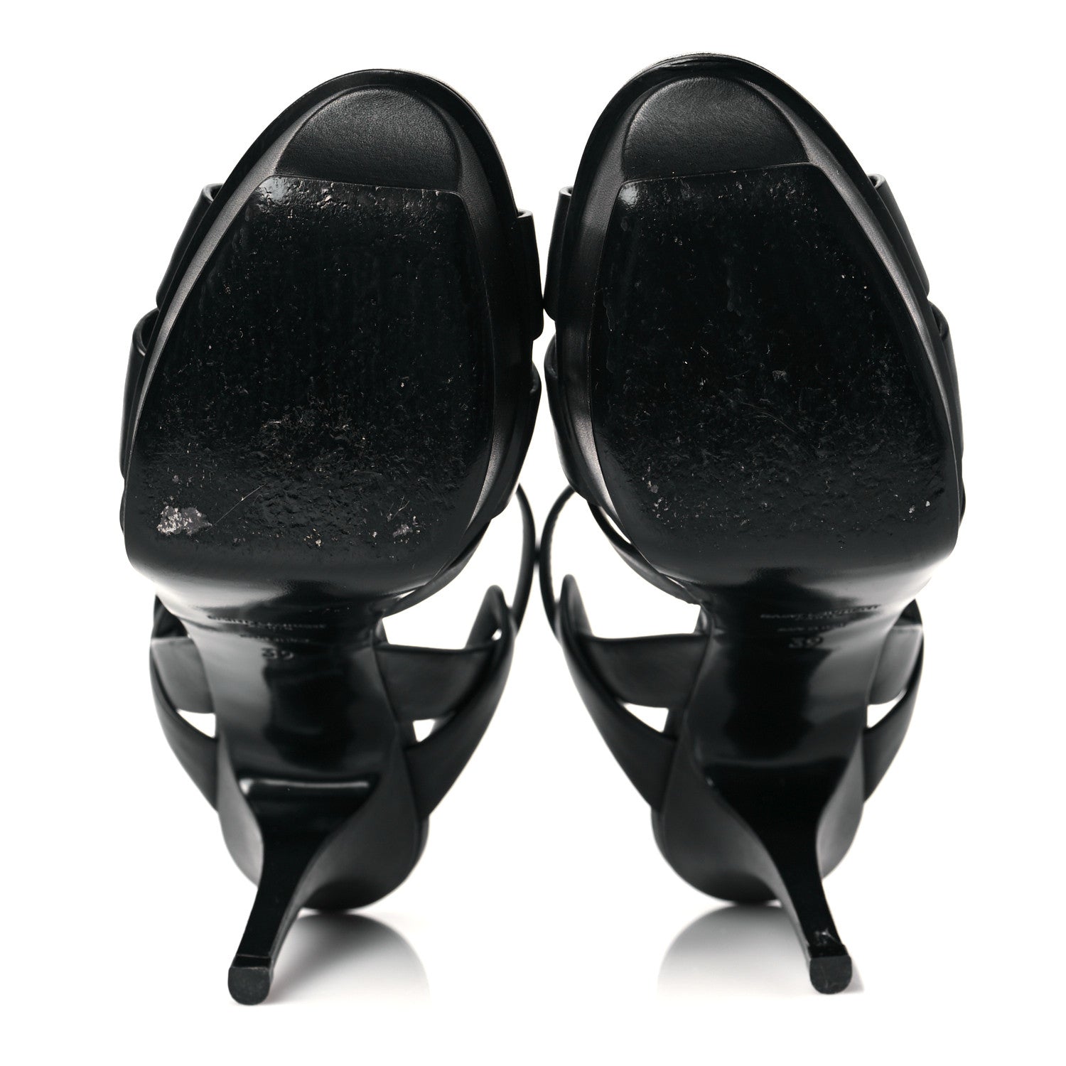 Saint Laurent Calfskin Tribute 75 Platform Sandals 39 Black 5 of 8