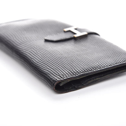 Hermes Lizard Bearn Gusset Wallet Black 10 of 14