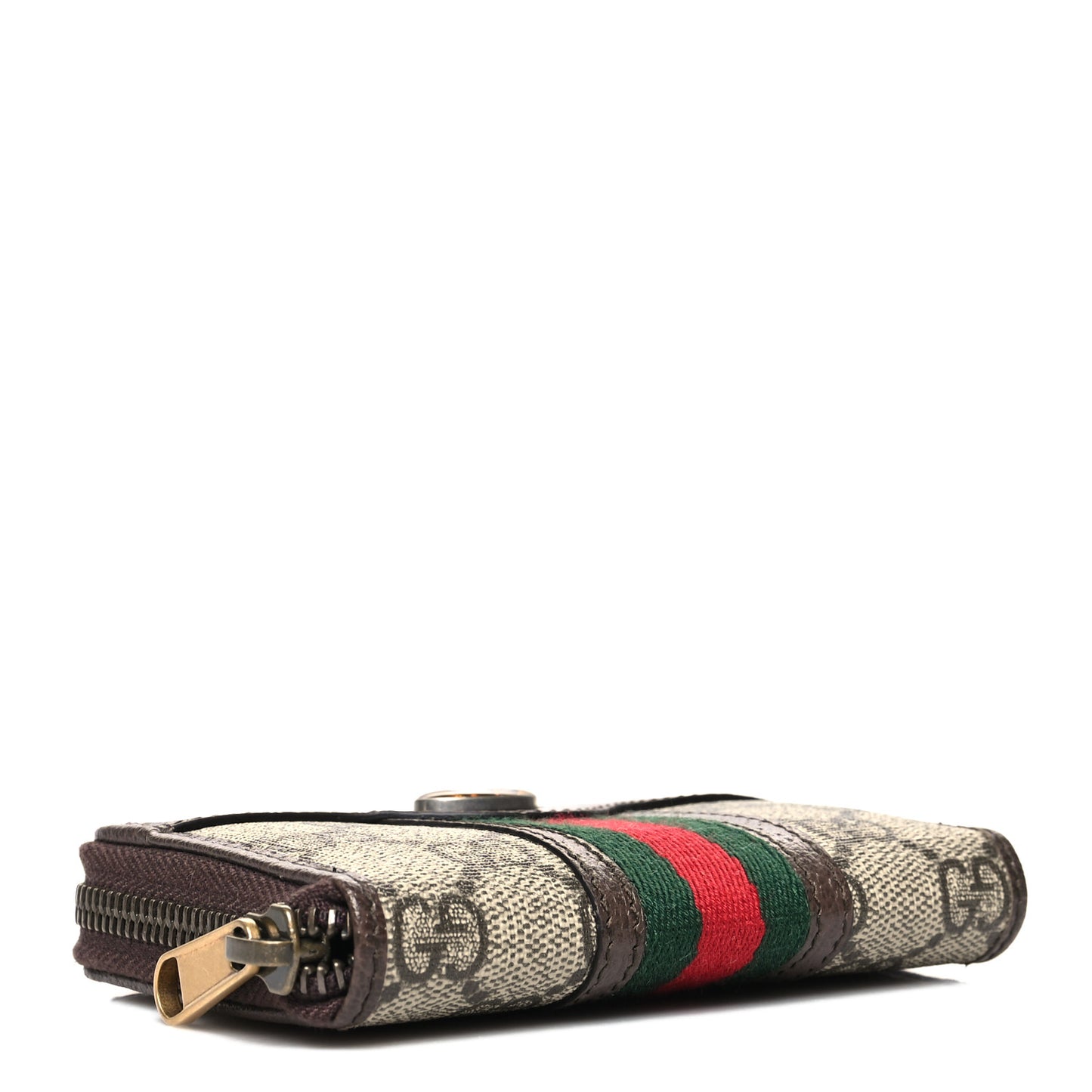 GG Supreme Web Ophidia Zip Around Card Case Brown