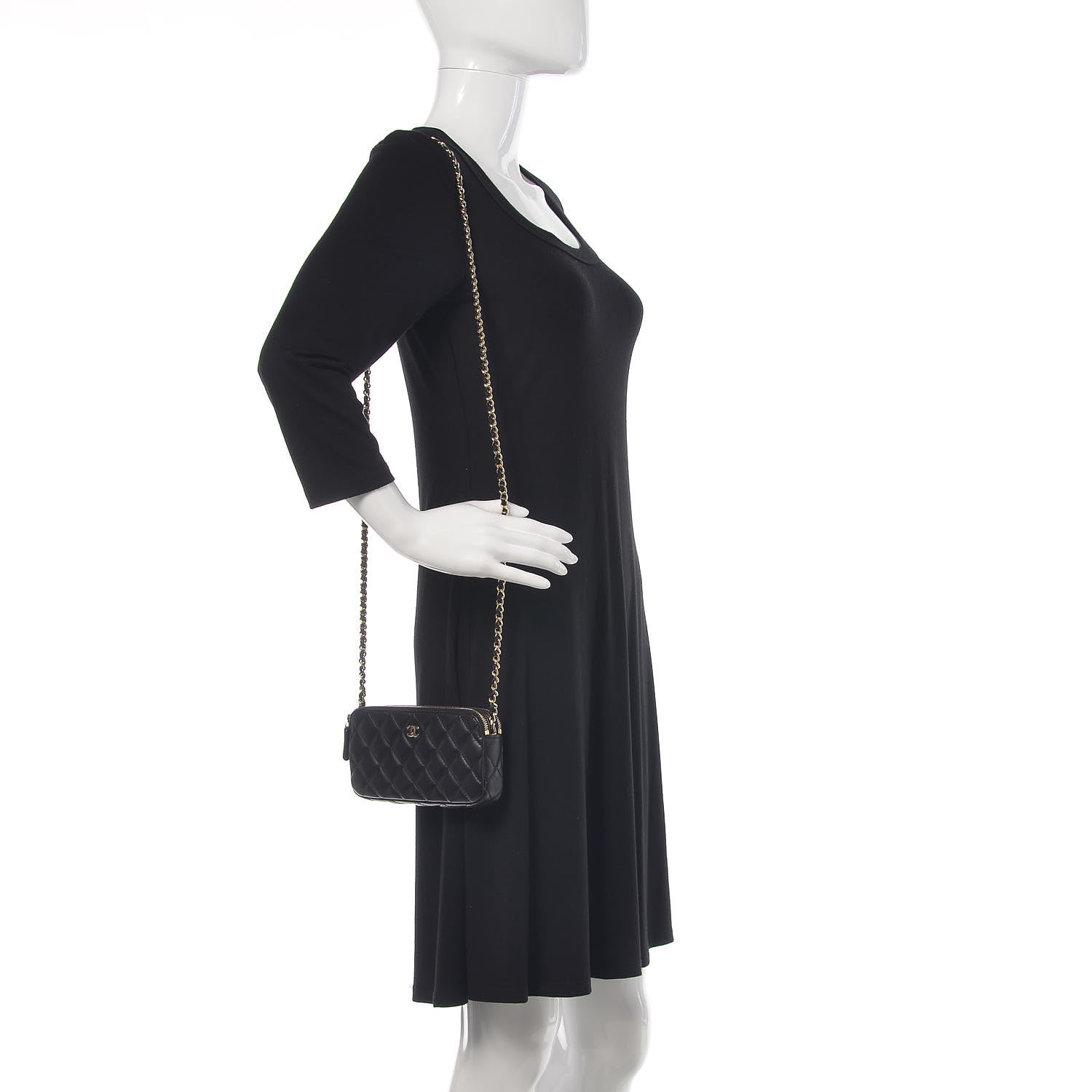Chanel Lambskin Quilted Small Clutch With Chain Black 2 of 11