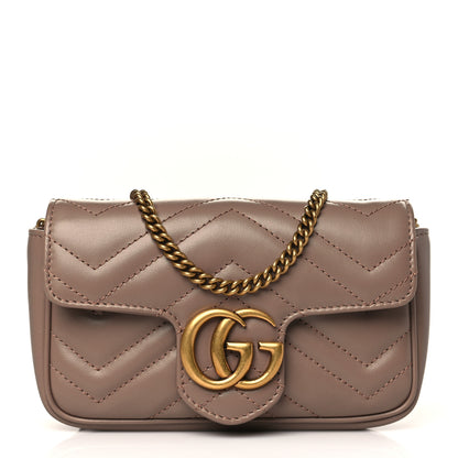 Gucci Calfskin Matelasse Super Mini GG Marmont Shoulder Bag Porcelain Rose 1 of 10