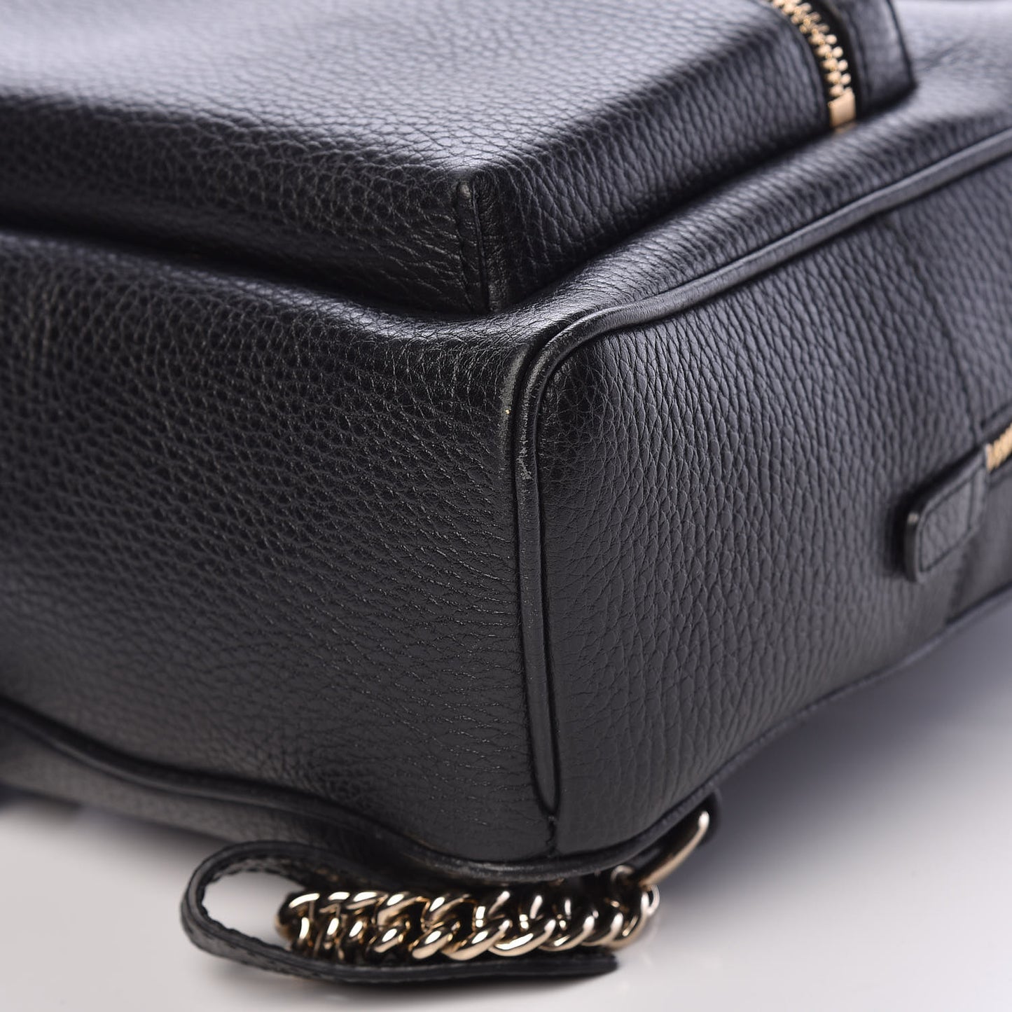 Pebbled Calfskin Soho Chain Backpack Black