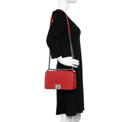 Chanel Caviar Quilted Medium Boy Flap Red 2 of 11