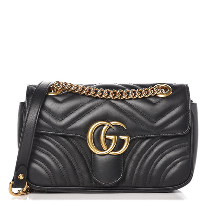 Gucci Calfskin Matelasse Mini GG Marmont Shoulder Bag Black 1 of 8