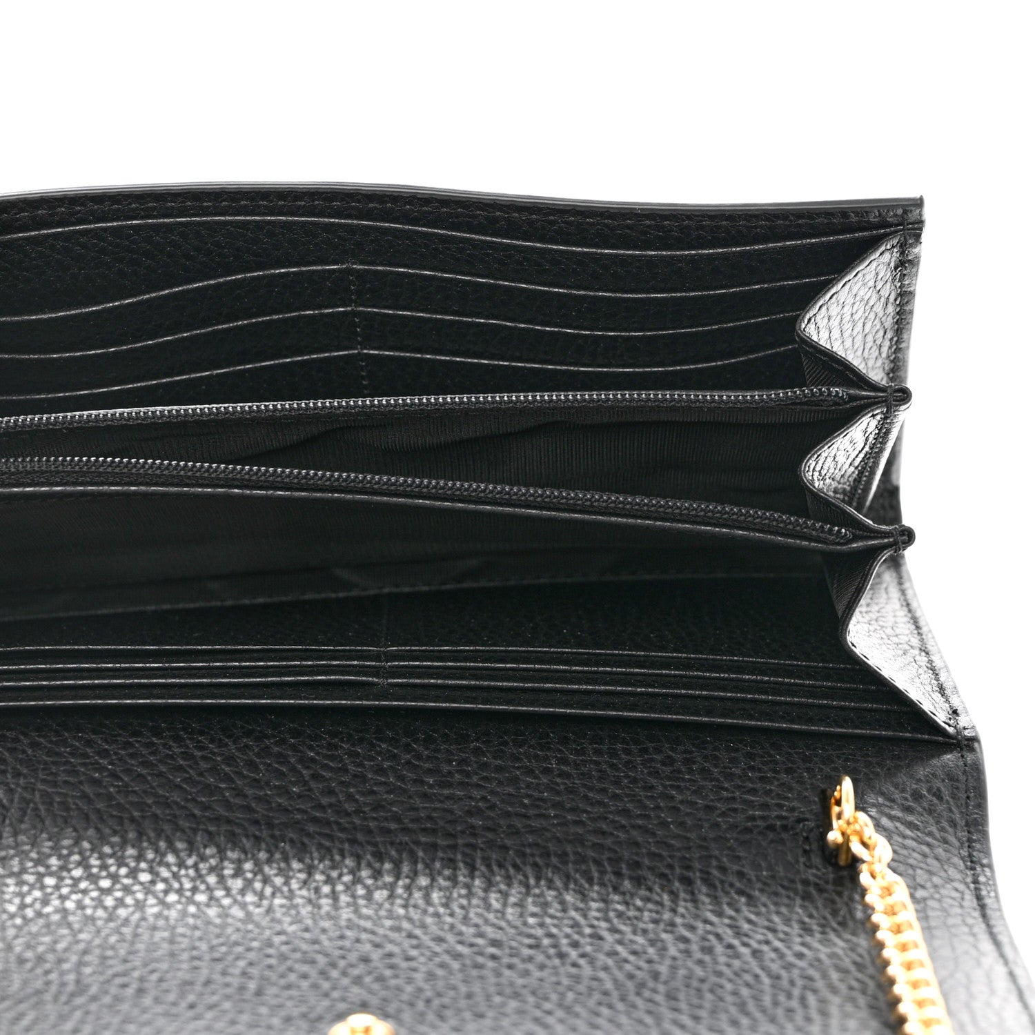 Gucci Dollar Calfskin GG Supreme Monogram Petite GG Marmont Wallet Chain Bag Black Beige Ebony 5 of 8