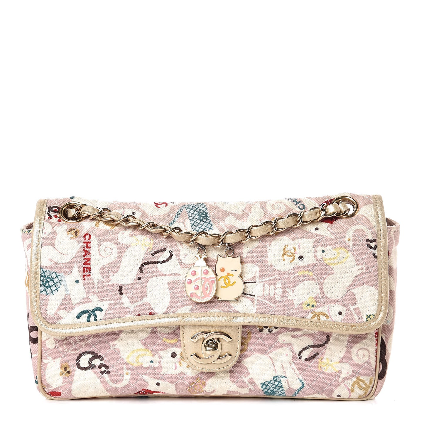 Canvas Printed Medium Single Flap Pink