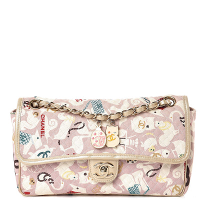 Chanel Canvas Printed Medium Single Flap Pink 1 of 8