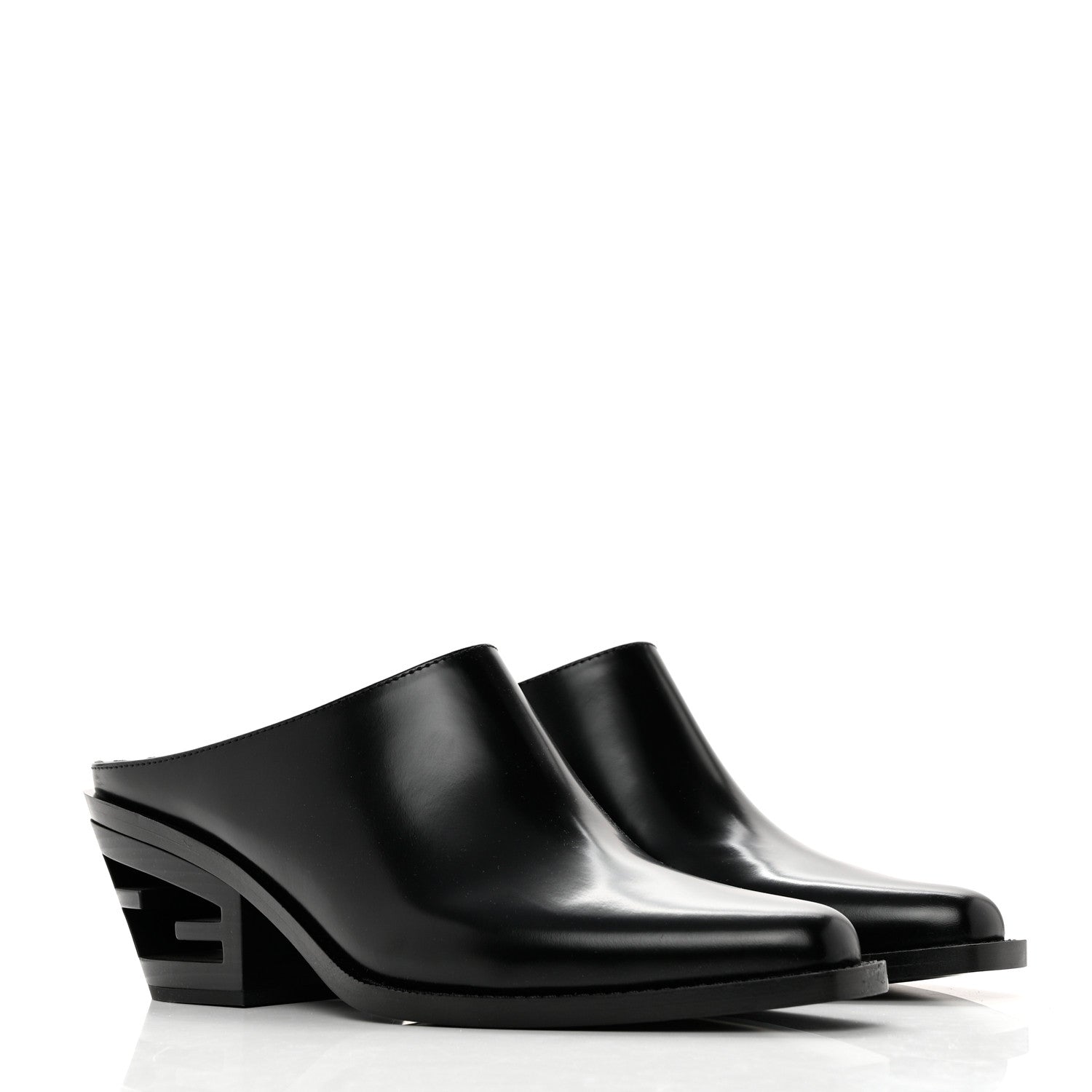 Fendi Vitello Abrasivato FF Cut Mules 39 Black 4 of 9