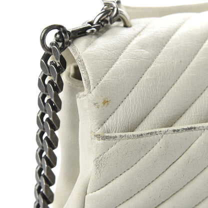 Saint Laurent Sheepskin Matelasse Chevron Monogram Medium College Bag Dove White 14 of 17