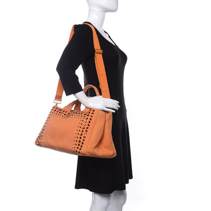Prada Canapa Crystal Studded Tote Papaya 2 of 9